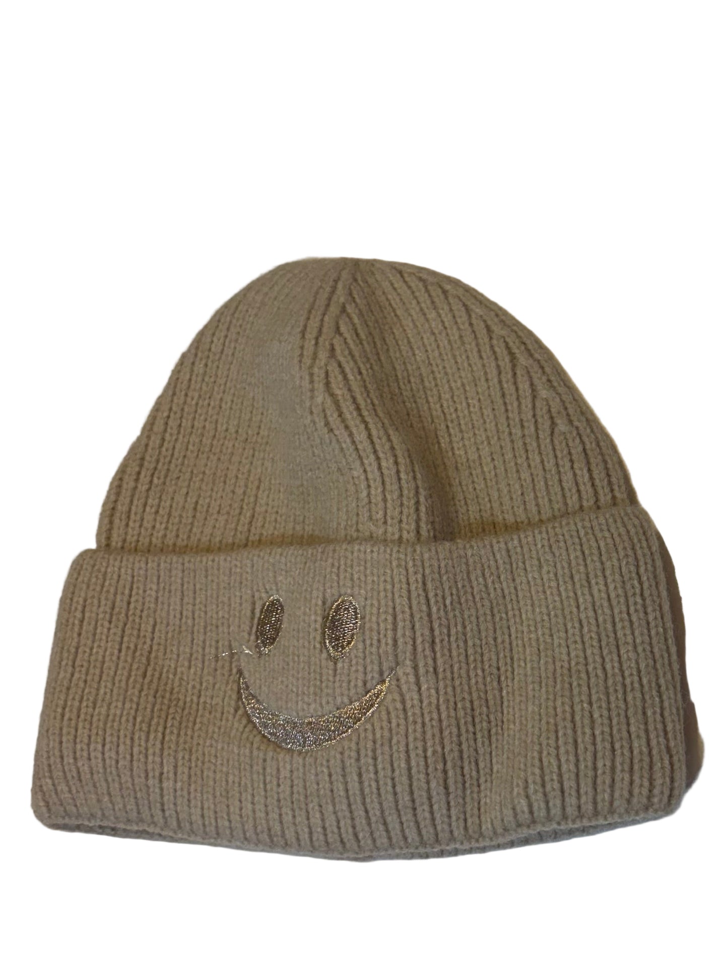 Strickmütze mit Smiley-Stickerei