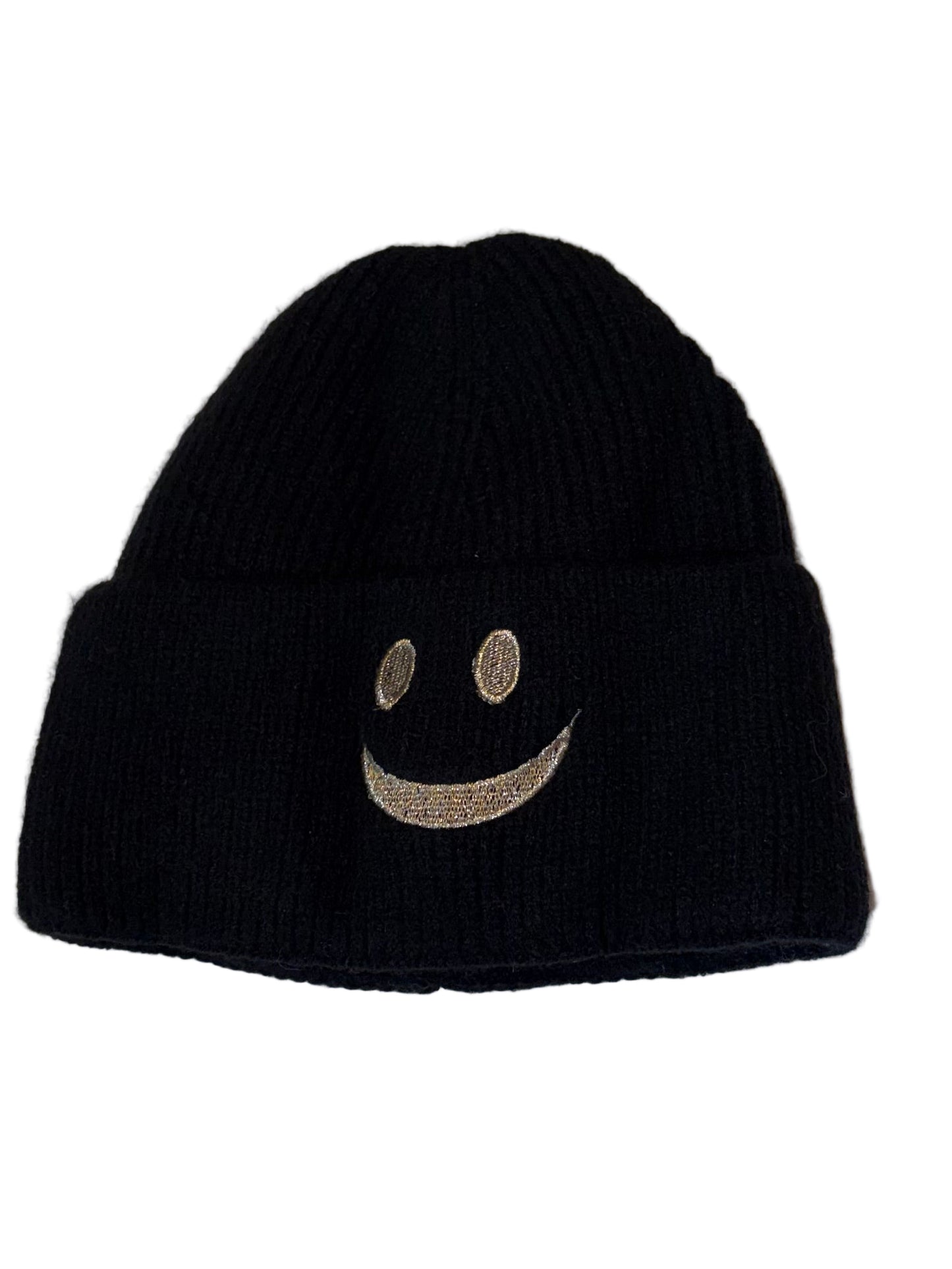 Strickmütze mit Smiley-Stickerei