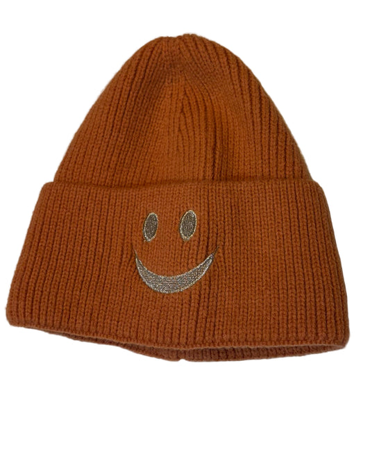 Strickmütze mit Smiley-Stickerei